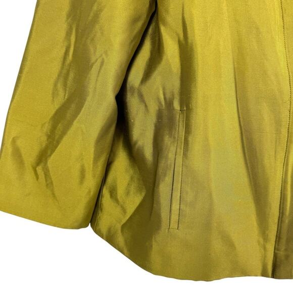 Chicos Travelers Collection Lentil Green Lined Silk Blend Jacket Blazer sz 1 / M - Picture 5 of 16